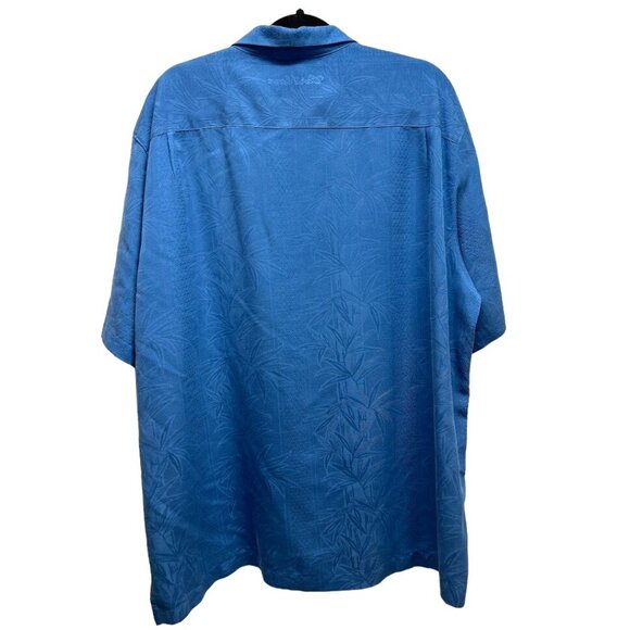 Caribbean‎ Men's Blue Button-Up Short Sleeve Shirt Size XL Bamboo Print Modal - Picture 2 of 5